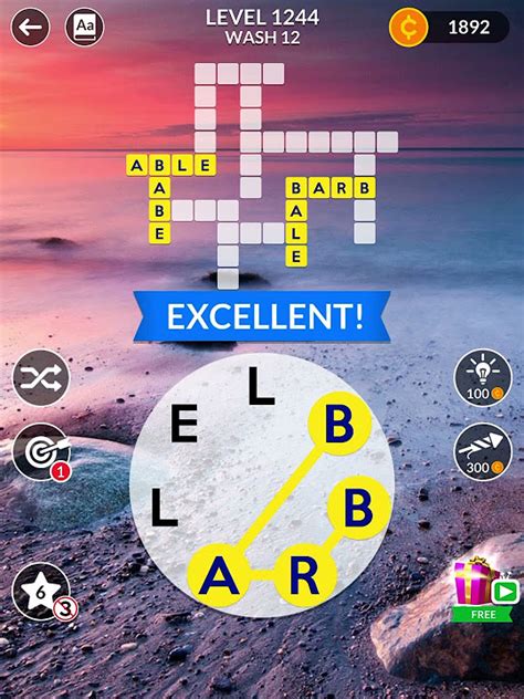 Wordscapes Level 1244, Wash 12.